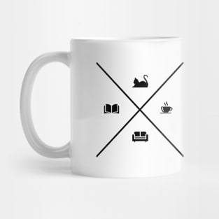 Gato & Preguiça, Livros & Café Mug